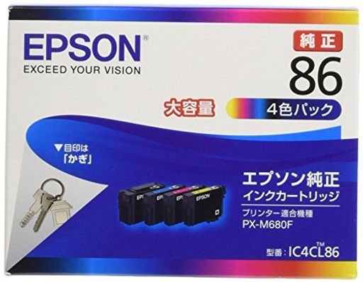 エプソン 純正 インクカートリッジ 鍵 IC4CL86 4色パック 大容量