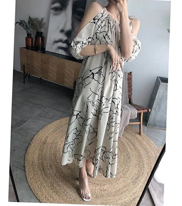スカートロングスカートファッション 大人かわいい ロングス レディース ボヘミア風 レディース サマードレス マキシス 夏ワンピ オープンショルダー ロング丈 夏 ゆったり マキシ丈