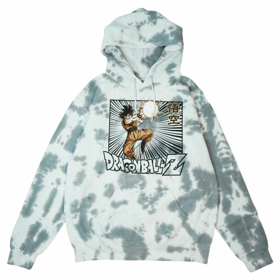 メンズ レディース パーカードラゴンボール 悟空 タイダイパーカーDRAGONBALL GOKU KAMEHAMEHA HOODIEWHITE/GREY ホワイト グレーBR