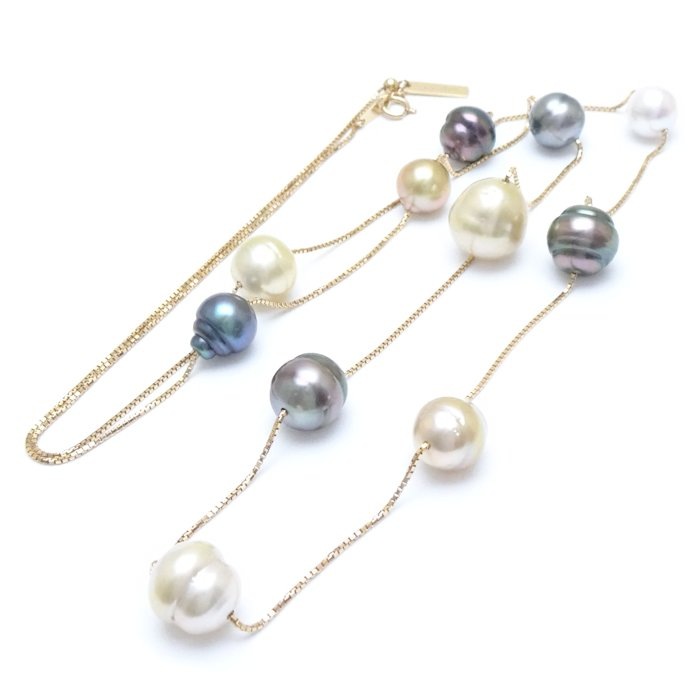 ステーション パール ネックレス バロックパール 真珠 K18YG イエローゴールド/292910【中古】