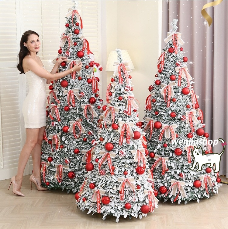 クリスマスツリー ヌードツリー 折り畳み式 飾り付き PVC スノー 北欧風 150cm 180cm 210cm 松ぼっくり オーナメント付き 組み立て簡単 ツリー まるで本物 お店舗 インテリア