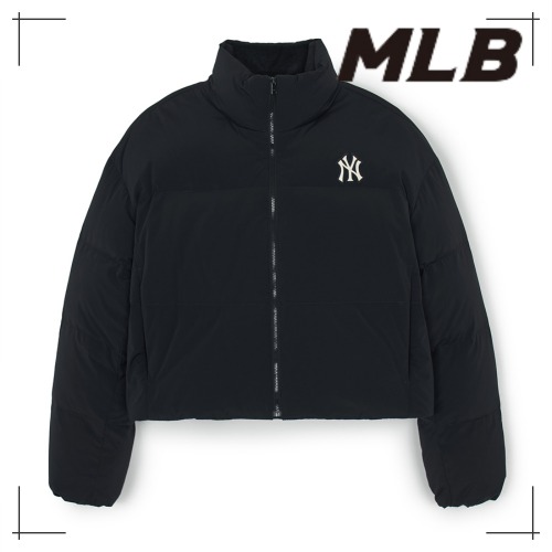 MLB公式 ダウン Womens Cropped Basic Curved Padded NY (Black)