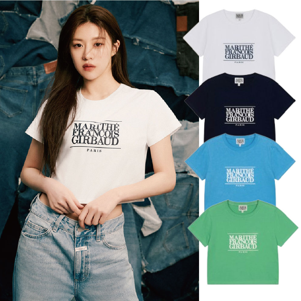 Red Velvet着用 W CLASSIC LOGO CROP TEE 無地 半袖 Tシャツ (4 COLORS)