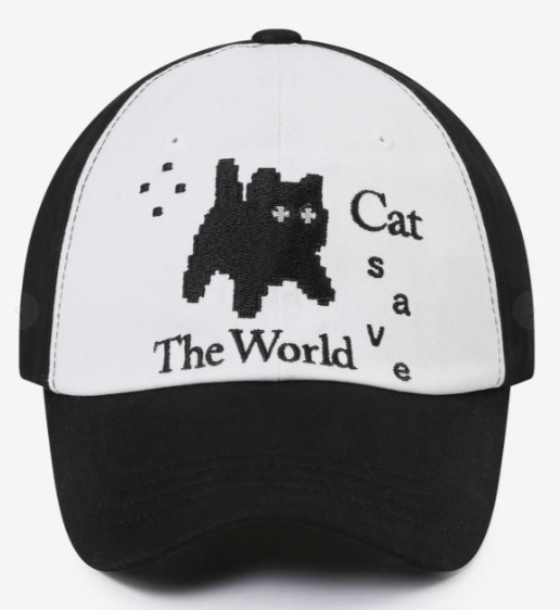 【韓国限定】MUCENT × Cat The World コラボピクセルキャップ ブラック ストリート系