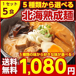 5種類の味から選べる北海熟成.ラーメン5食セット.【G】【熟成札幌味噌・ 濃厚旭川醤油・ 函館旨塩こんぶ・ 辛口スープカレー麺・ 和風つけ麺ゆず風味】 業務用 常温食品