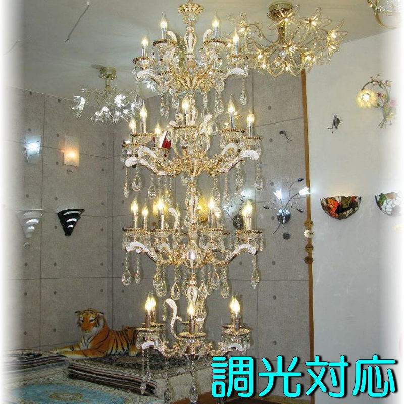 【LED付き！】新品 超豪華！ 吹き抜け用 スワロフスキー風 大型 クリスタル シャンデリア