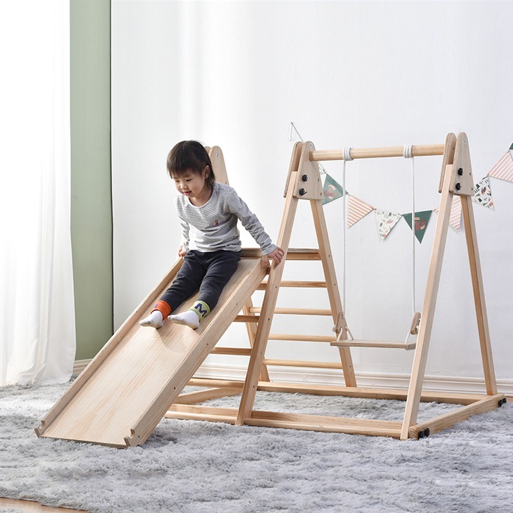 国内即日発送！ジャングルジム 天然木 すべり台 滑り台 屋内 室内用 室内遊具 キッズ 子供 誕生日プレゼント おもちゃ
