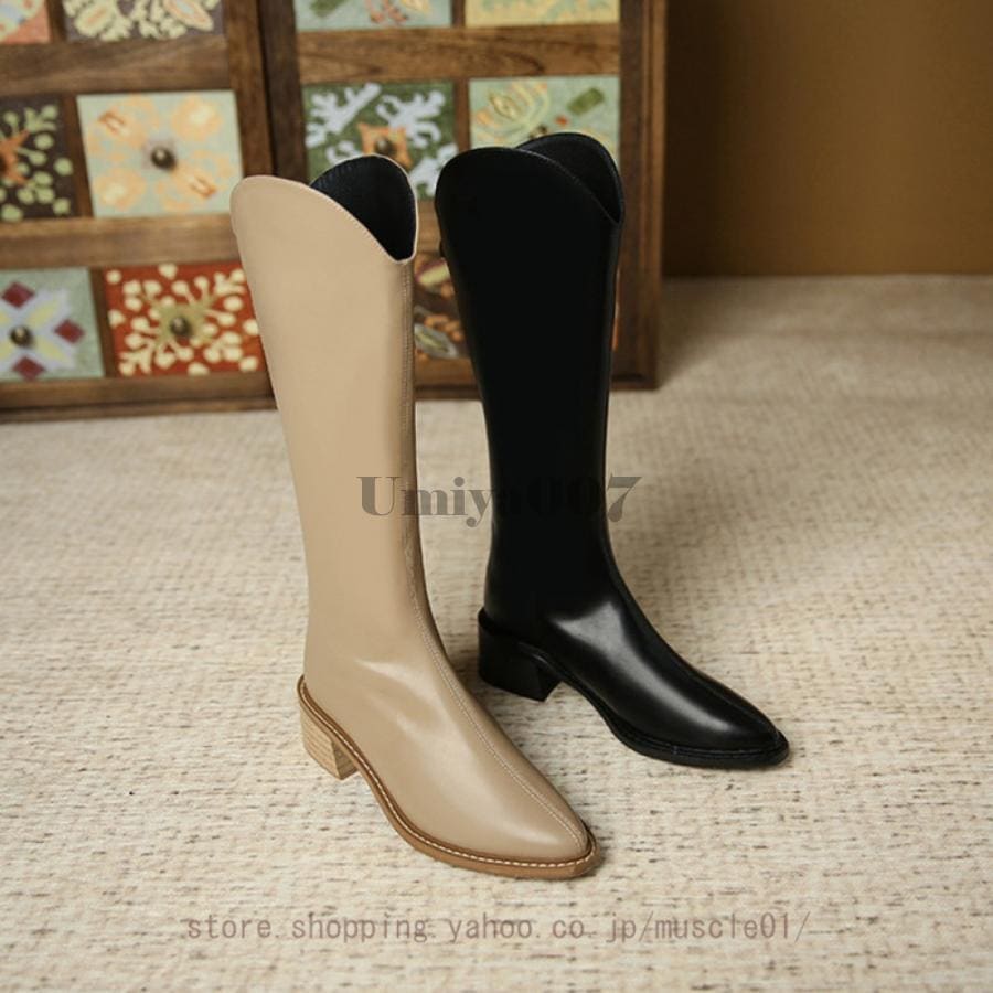 ジョッキーブーツ ロングブーツ レディース チャンキーヒール ポインテッドトゥ ブーツ コスプレ靴 ポールダンス ブーツ ロングブーツ 大きいサイズ