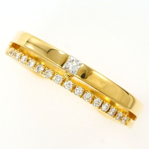 K18 18金 YG リング 指輪 18.5号 ダイヤ 0.21 カード鑑別書 ジュエリー 中古 66,880円