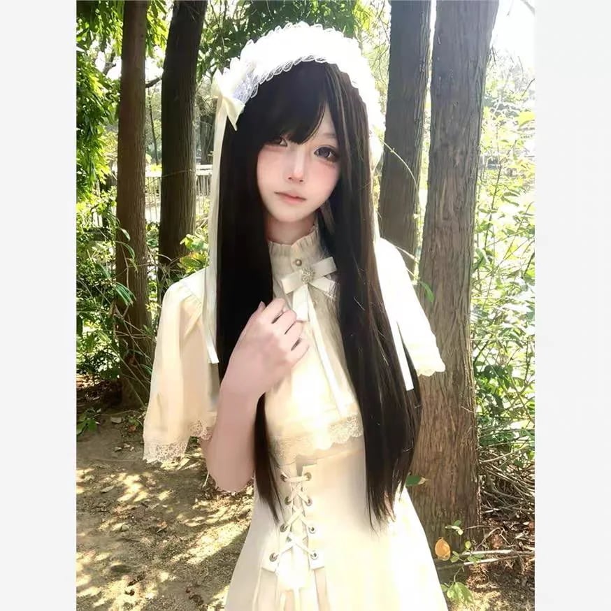 大人気ロリータ 優しい系 ニッチ デザイン ショール パッチワーク レース縁 ワンピース 紐付き ウエスト絞り スリム効果 若々しい印象