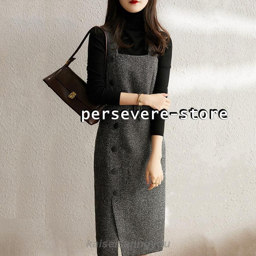 最安値挑戦 ワンピース 秋 冬 ワンピースきれいめ膝丈ワンピース 40代 スリットスカート サロペット ワンピ 1点ワンピース 春韓国 ファッション 結婚式 A