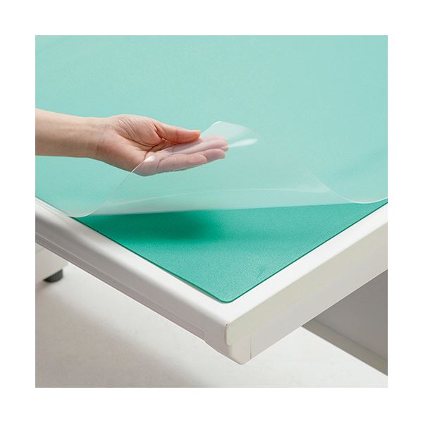 （まとめ）TANOSEE PVCデスクマット（フタル酸エステル不使用） 斜めカット ダブル 900×620mm 1枚 (×3セット)