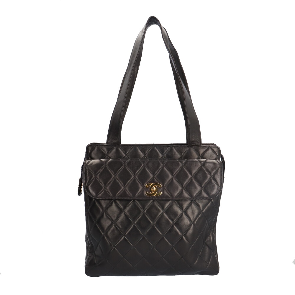 シャネル マトラッセ トートバッグ ラムスキン ブラック CHANEL 中古