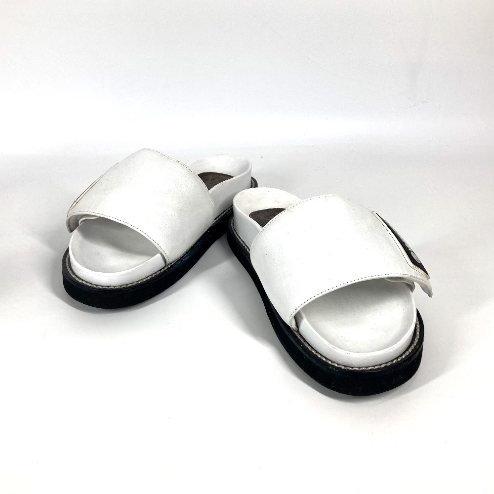 サンダル ロゴ サンセットライン フラット 靴 シューズ レザー ホワイト