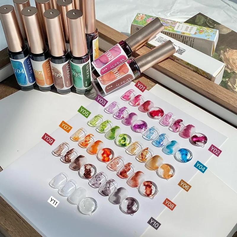 ハロウィーンの着色ジェルネイルポリッシュ,大理石のインク,天然ドライ,DIY,マニキュアセット,カラフル,8ml, 12個