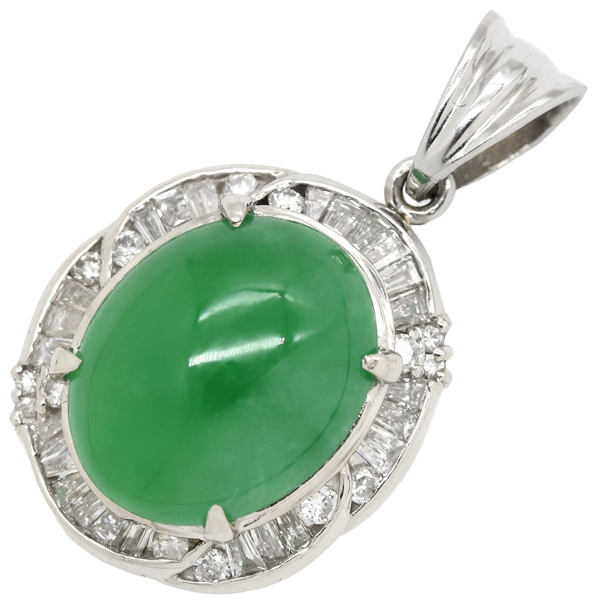 ペンダントトップ ヒスイ ダイヤ Pt900 ヒスイ ダイヤモンド プラチナシルバー 翡翠 緑 【中古】