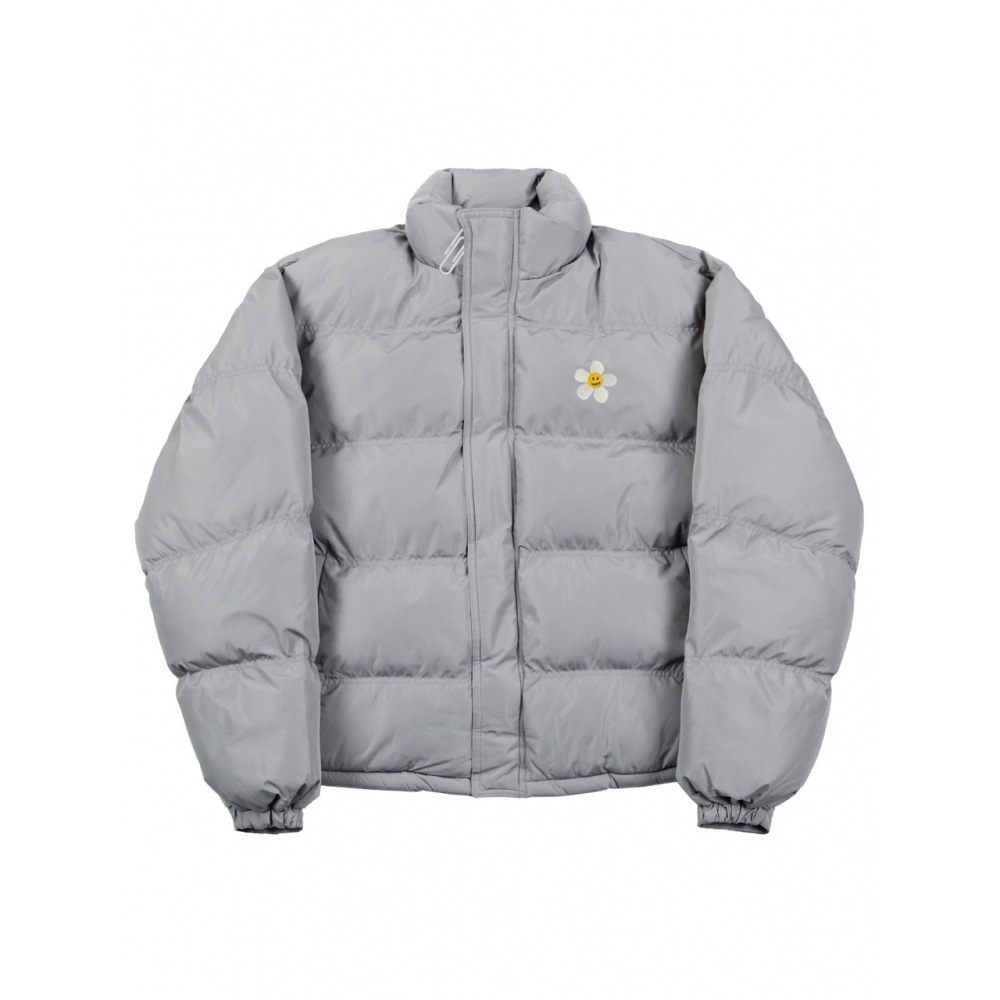 GRAVERフラワードット刺繍ショートパッド入りグレー