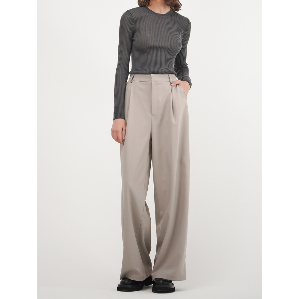 ACUD ピンタック ワイドフィット スラックス ベージュ