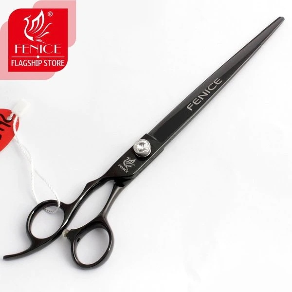 フェニスプロフェッショナルペットグルーミングハサミ左利き用ダイヤモンドステンレススチールJP440C Silvery 8 inch