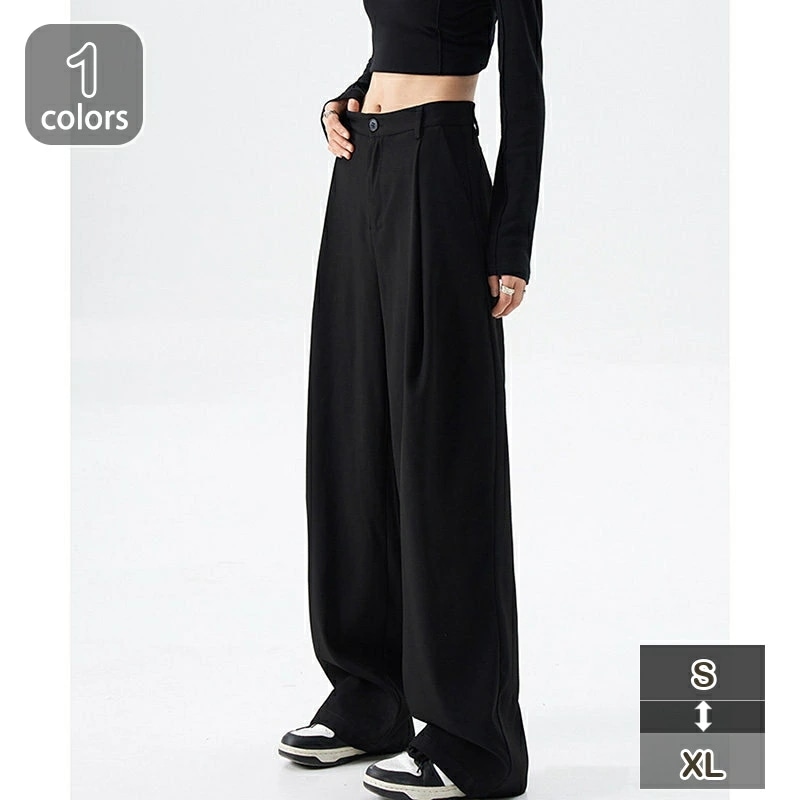 ハイウエスト ワイドパンツ ストレートパンツ レディース 美脚パンツ 黒 着痩せ 体型カバー ロングパンツ スラックスパンツ オフィス 通勤 春 夏 秋 ボトムス ズボン