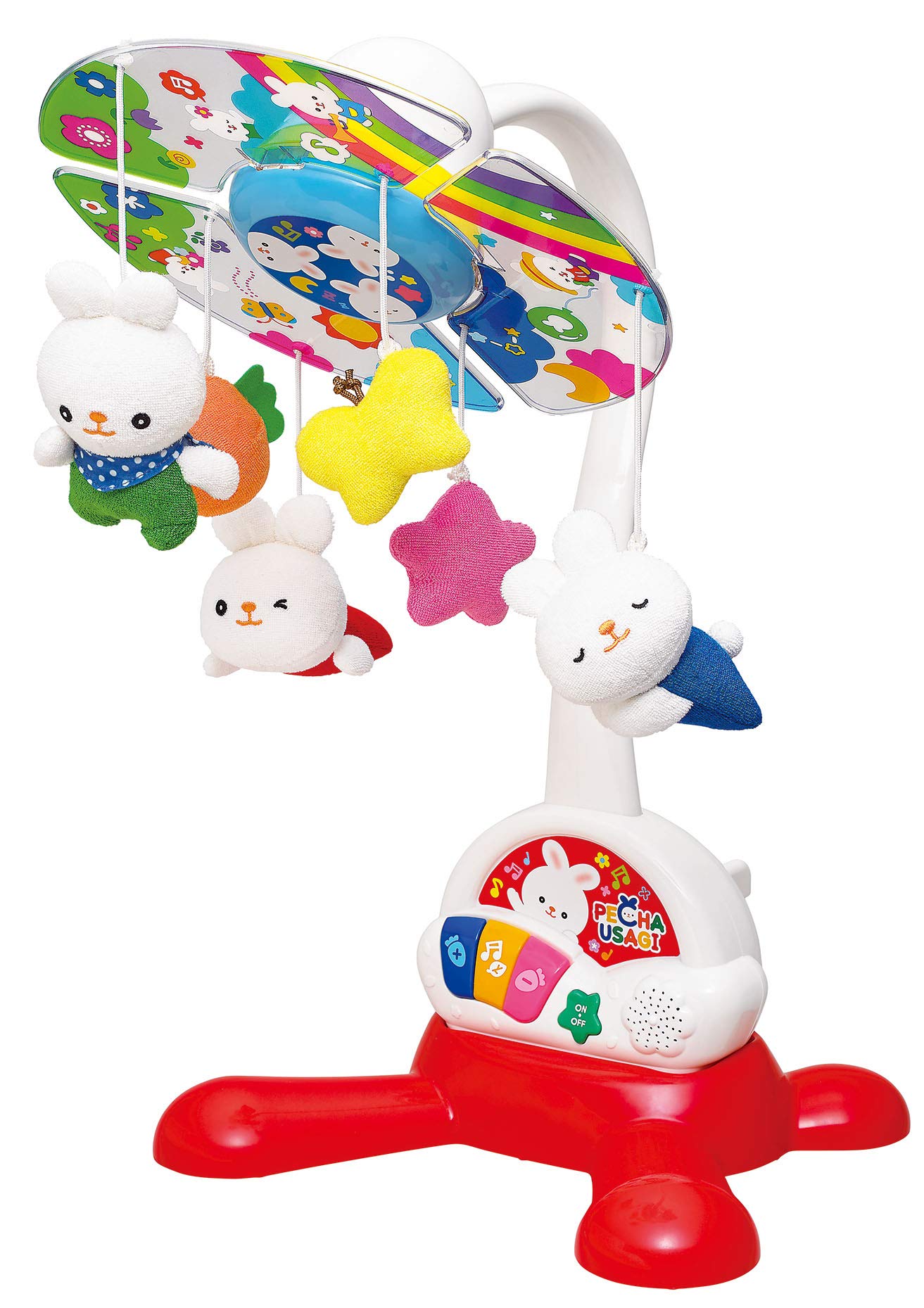 トイローヤル ぺちゃウサギ 見あげるお空の2WAYメリー (タイマー付き/静音) ラトル オルゴール (床置き/ベビーベットにも) おもちゃ ギフト プレゼント