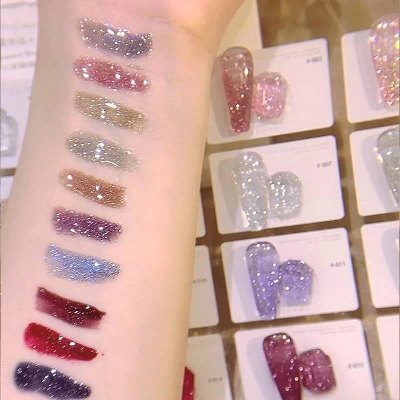 【10点セット】10ml ネオン フラッシュ ブロークン ダイヤモンド ライト ネイル ポリッシュ ジェル 24 リフレクティブ ブライト カラフル ネイル サロン スペシャル