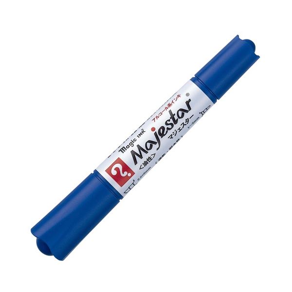 (まとめ) 寺西化学 油性マーカー マジックインキマジェスター 太字+細字 青 MMJ50-T3 1本 (×30セット)