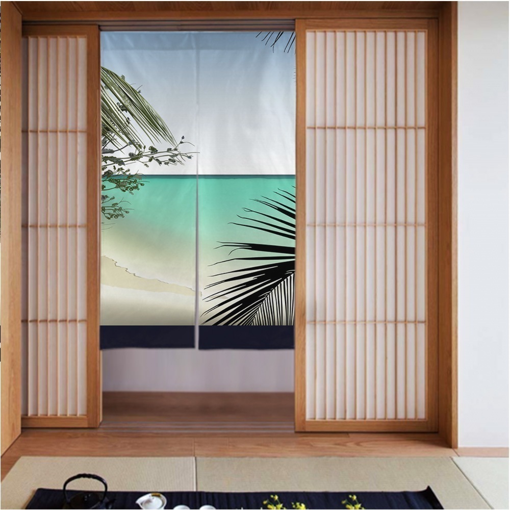 カーテン3456in トロピカルビーチ-t 良いドレープ滑らかでしわになりにくい