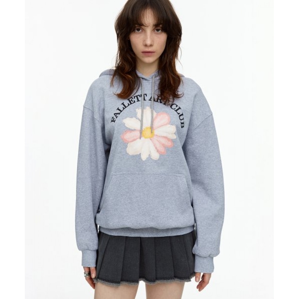 ファレットドローイングフラワーパーカーライトグレー