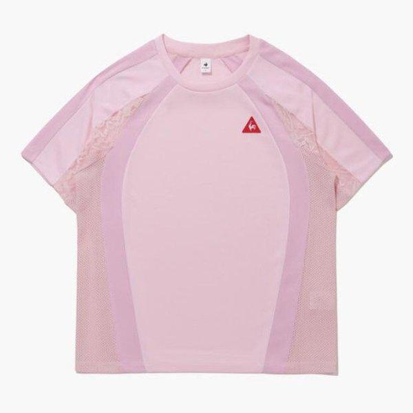 M半袖Tシャツ UQC QQ122LRS37-LPK ウィメンズ レース ジャージ 半袖Tシャツ / LPK