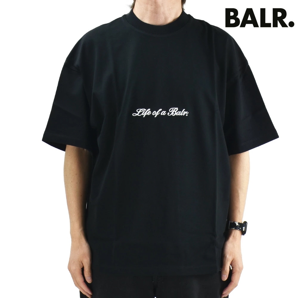 ボーラー BALR. Tシャツ メンズ カットソー コットン 半袖 クルーネック 刺繍 ジェットブラック 黒 IDENTITY BOX T-SHIRT【送料無料】