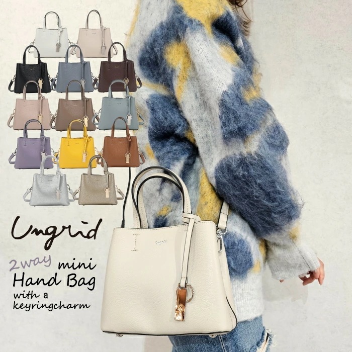 【メガポ　SALE】　キーリングチャーム付 両アオリポケット ハンドバッグ ショルダーバッグ ミニ レディース ブランド 通勤 通学 ポケット プレゼント ギフト かわいい 可愛い おしゃれ 6,930円