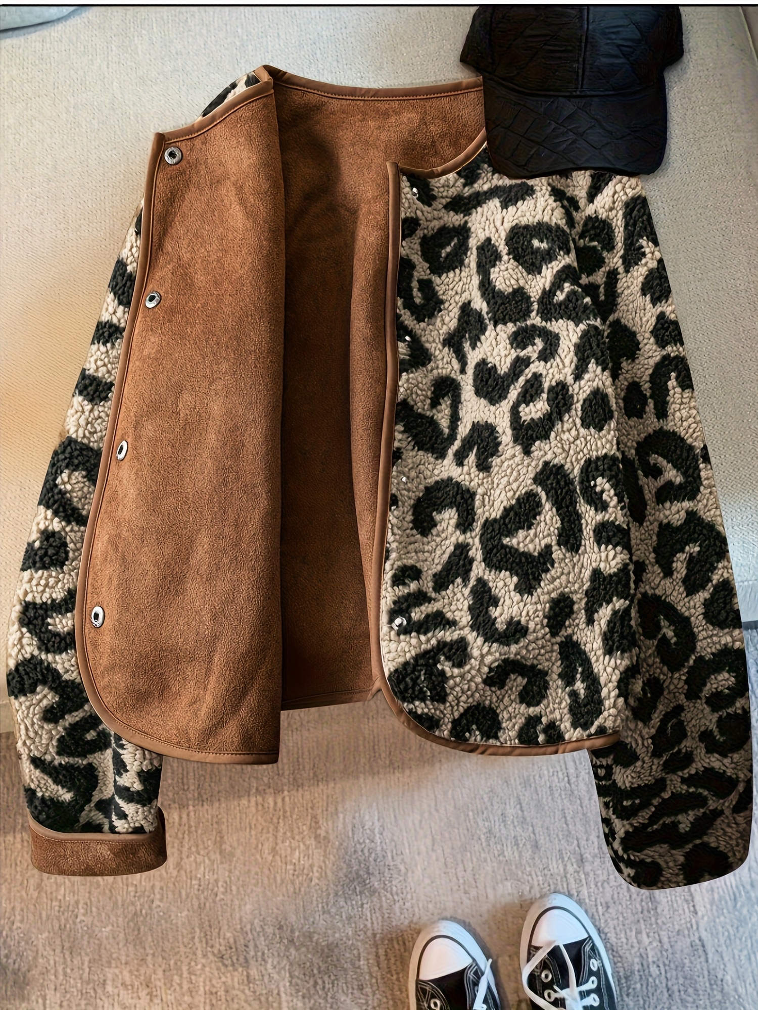 レディース レオパードプリントジャケット ボタンアップ 長袖 フラップポケット 秋冬 カジュアルアウター 無地カラー ノンストレッチ