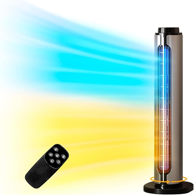 速暖ヒーター【2秒で暖まる ECO省エネ 冷暖兼用 左右100首振り】2~12Hタイマー機能 リモコン付 1900W 節電対策 8-15畳 転倒自動OFF 過熱保護 足元暖房 低騒音 脱衣所/トイレ