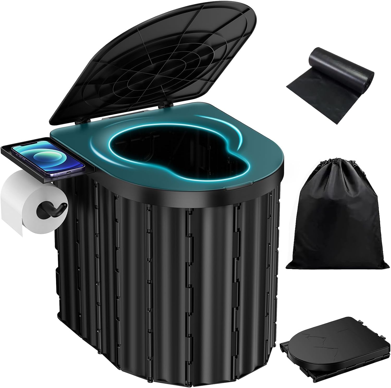 MOARS 簡易トイレ 防災グッズ 耐荷重2倍アップ 200KGまで 家庭トイレと同じ高さ 緊急時も快適に 10年以上保存 折り畳み式 非常用携帯トイレ 災害用 トイレットペーパーフック 小物ホルダー