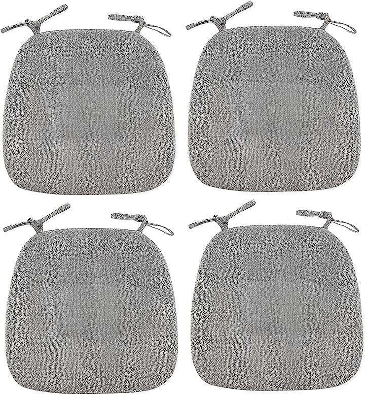 4枚セット 椅子用 座布団 クッション 食卓 事務 チェアー ひも付き 馬蹄形 テーブル( グレー)