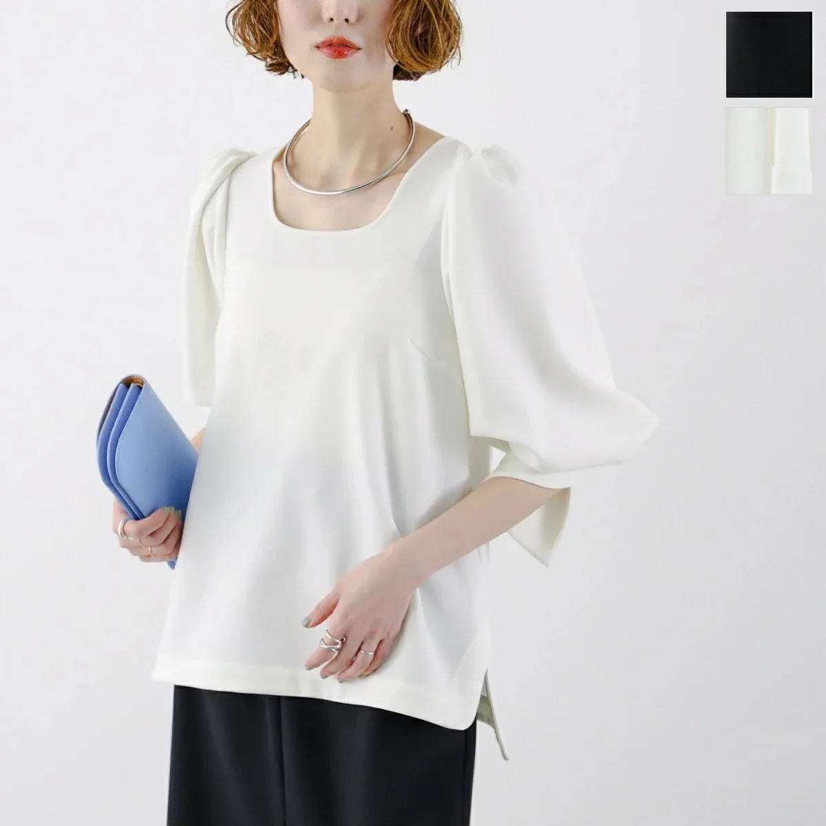 TWILL ツウィル ブラウス AKW-23302 レディース スクエアネック 長袖 カラー2色 【mega】