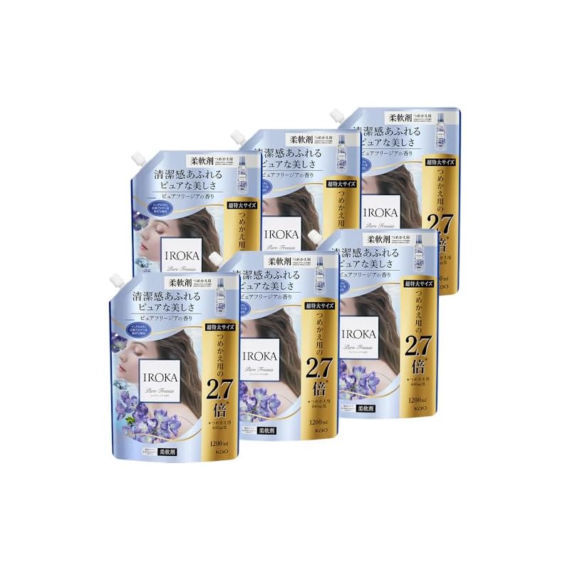 【ケース販売】IROKA 柔軟剤 ピュアフリージア つめかえ 1200ml×6