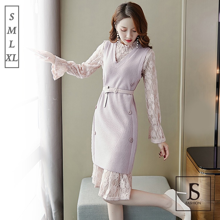 人気 袖あり フェミニン S レイヤード M 大人カジュアル デイリー レースワンピースとニットワンピース3点セット 秋冬 Jsstar月新作 L 大人可愛い 大きいサイズ きれいめ その他 ワンピース ドレス サイズ Mサイズ Fundamentalcap Com