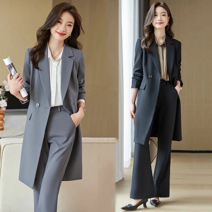 スーツ レディース パンツスーツ 無地 ロングジャケット セレモニースーツ ビジネス フォーマル ロング丈 ジャケット ベルボトム パンツ 入学式 卒業式 入園式 卒園式 ママ コーデ おしゃれ 大人