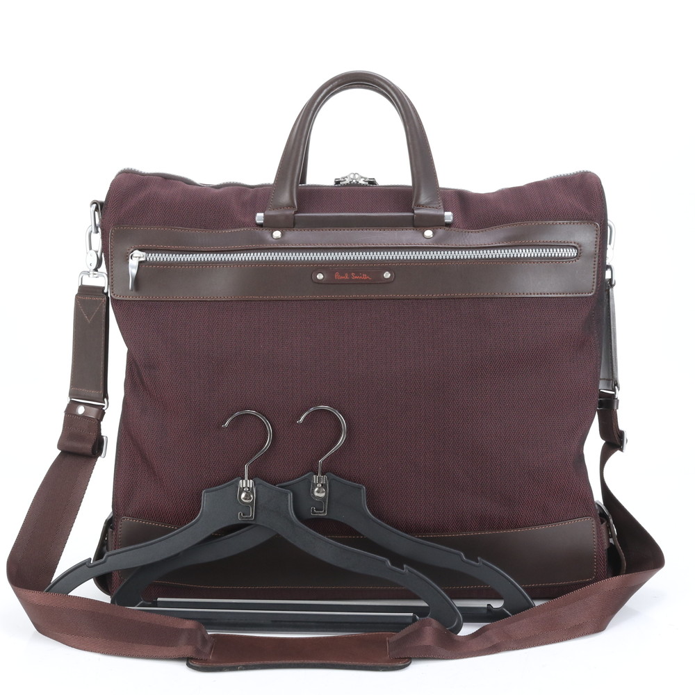 美品 レザー×キャンバス 2WAY ガーメント 斜め掛け ボストン スーツケース キャリーケース 出張 旅行 ビジネス A4 メンズ RUE CQ21-8 中古