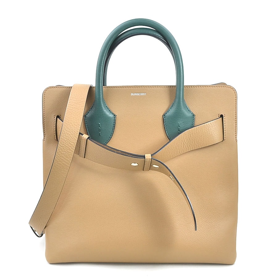 バーバリー BURBERRY ハンドバッグ ショルダーバッグ レザー ホワイト×ベージュ×グリーン ユニセックス h31239a