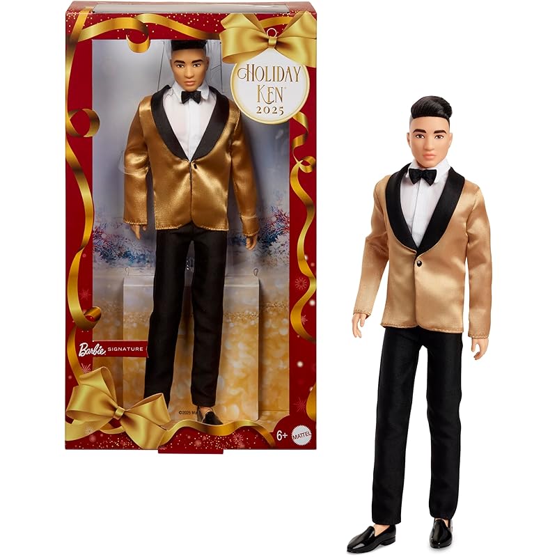 バービー(Barbie) ホリデーケン ブラックヘア シグネチャー BLACK きせかえ人形・ハウス ままごと・ごっこ遊び 6歳から ゴールド JGN83