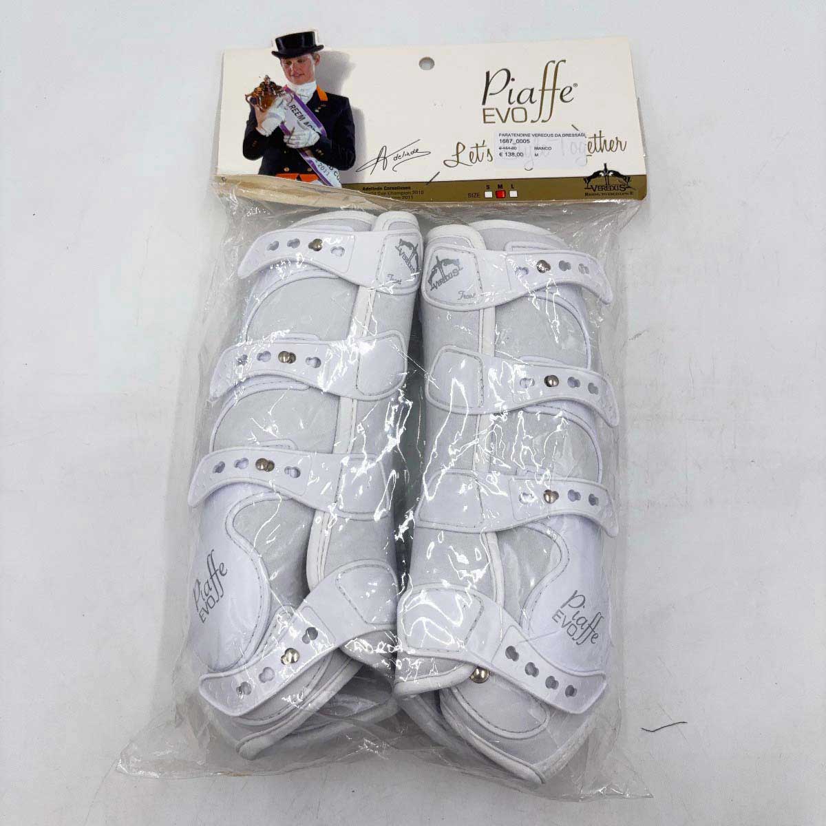 【中古・未使用品】VEREDUS ベルダス Piaffe Evo Dressage Boots 後肢 プロテクター M ホワイト 乗馬 馬術