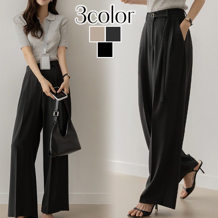 スラックス レディース ワイドパンツ オフィス ゆったり 春夏