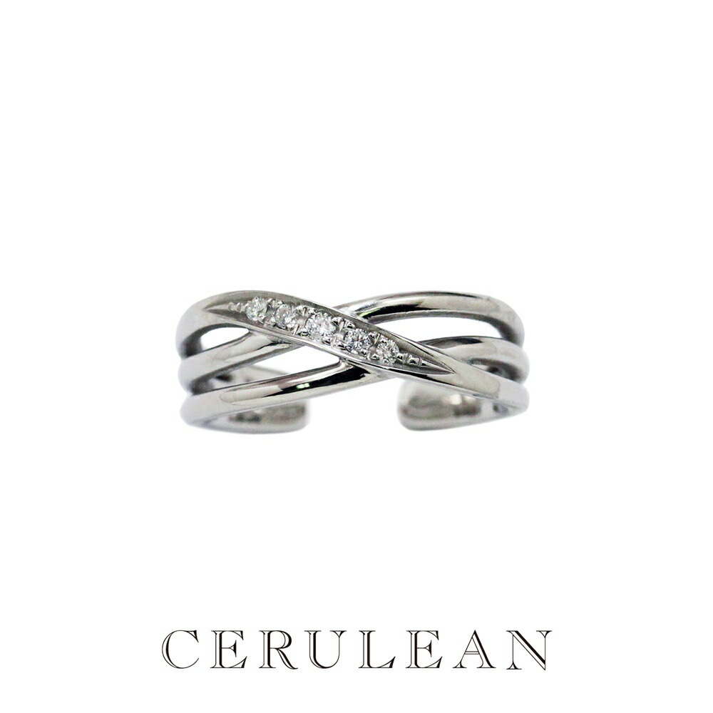 CERULEAN セルリアン カフリング レディース 天然ダイヤモンド 0.04ct イヤーカフ 指輪 2WAY サージカルステンレス 金属アレルギー対応 シルバー 正規品 誕生日 彼女 妻 結婚 記