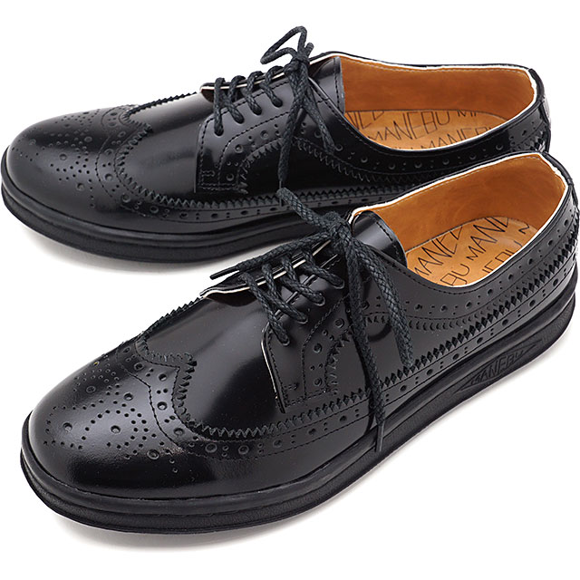 ウィングチップ レザーシューズ UKI FACESKIN レザースニーカー メンズ 靴 BLACK [MNB-003B]