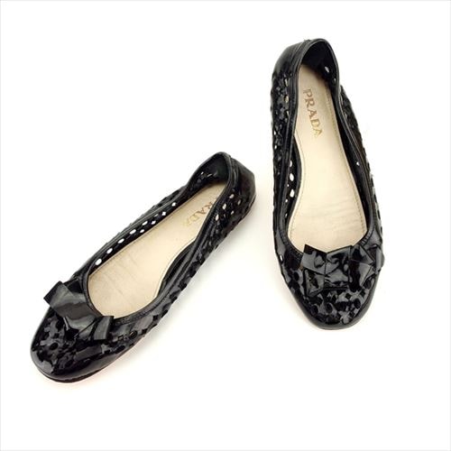 パンプス フラットシューズ リボンモチーフ #35ハーフ ブラック 中古 15,281円