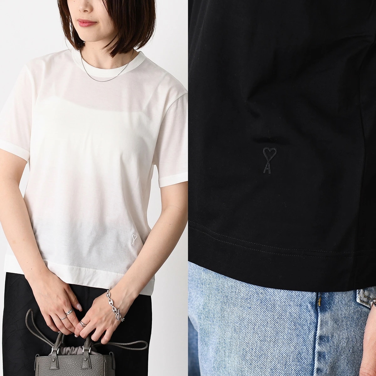 Tシャツ トップス Ami De Coeur シルケット加工ジャージー ショートスリーブ FTS373 JE0211 レディース ホワイト