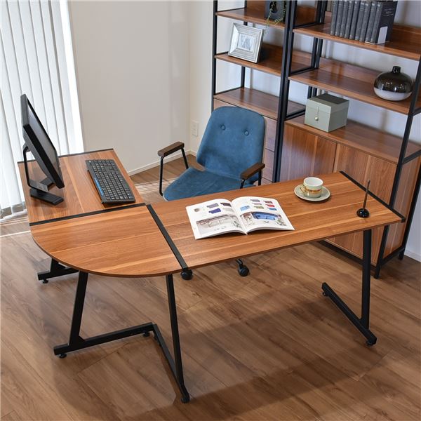 コーナーデスク 幅147cm ウォールナット スチール アイアン デスク 机 コーナータイプ パソコンデスク PCデスク リモートワーク 在宅 組立品